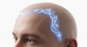 탈모 헤어라인 디자인과 모발이식 개념 3D 일러스트